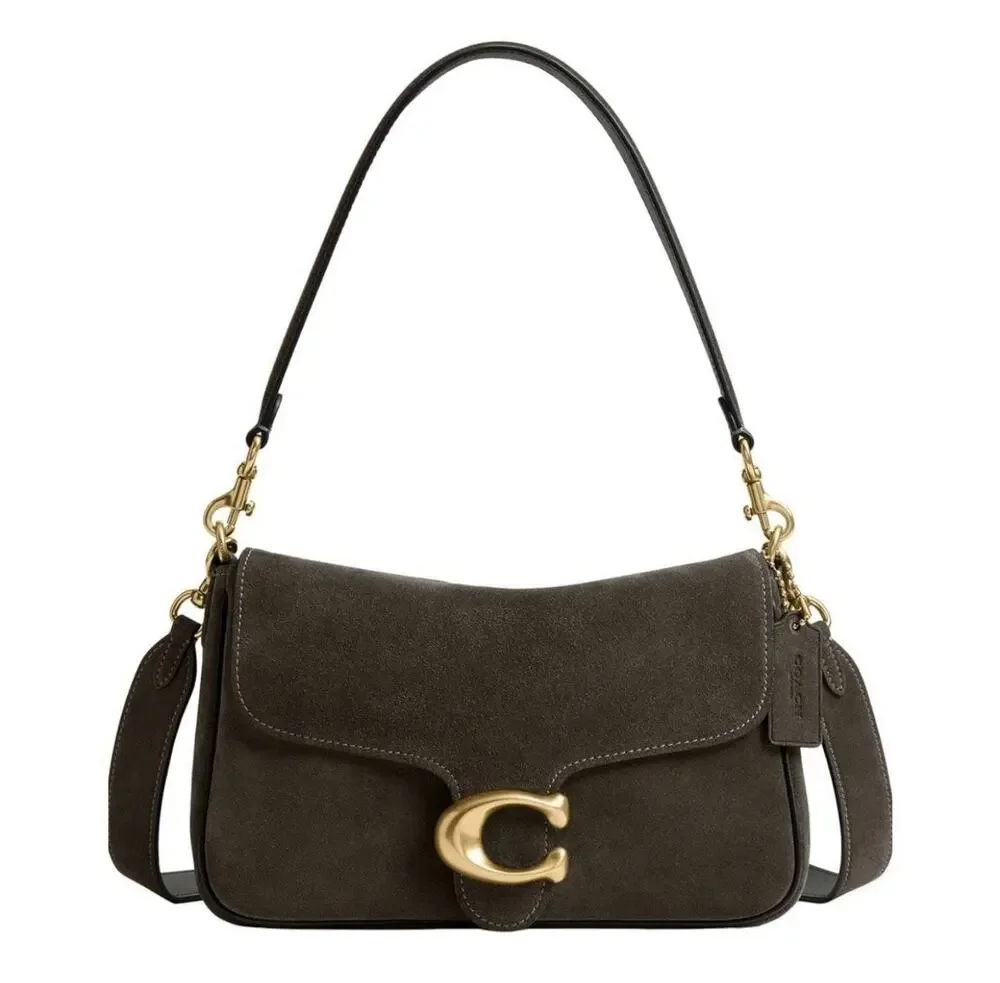 B16-006 Coach Soft Suede Tabby Shoulder Bag In Olive Brass NWT